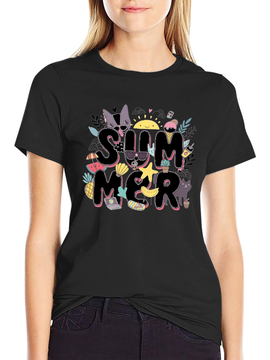Summer Graphic T-Shirt - Black