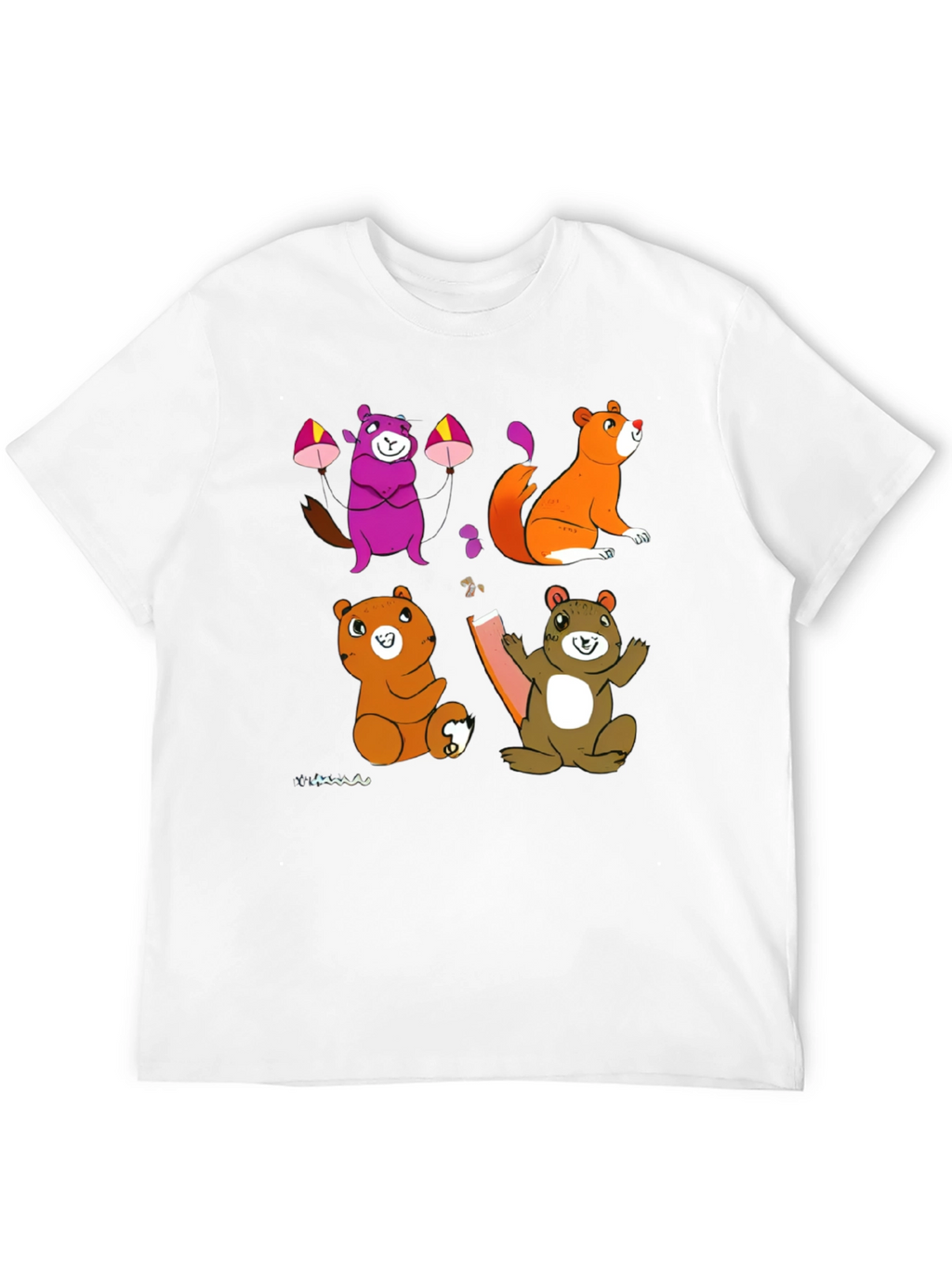 Cartoon Animal Graphic Black T-Shirt
