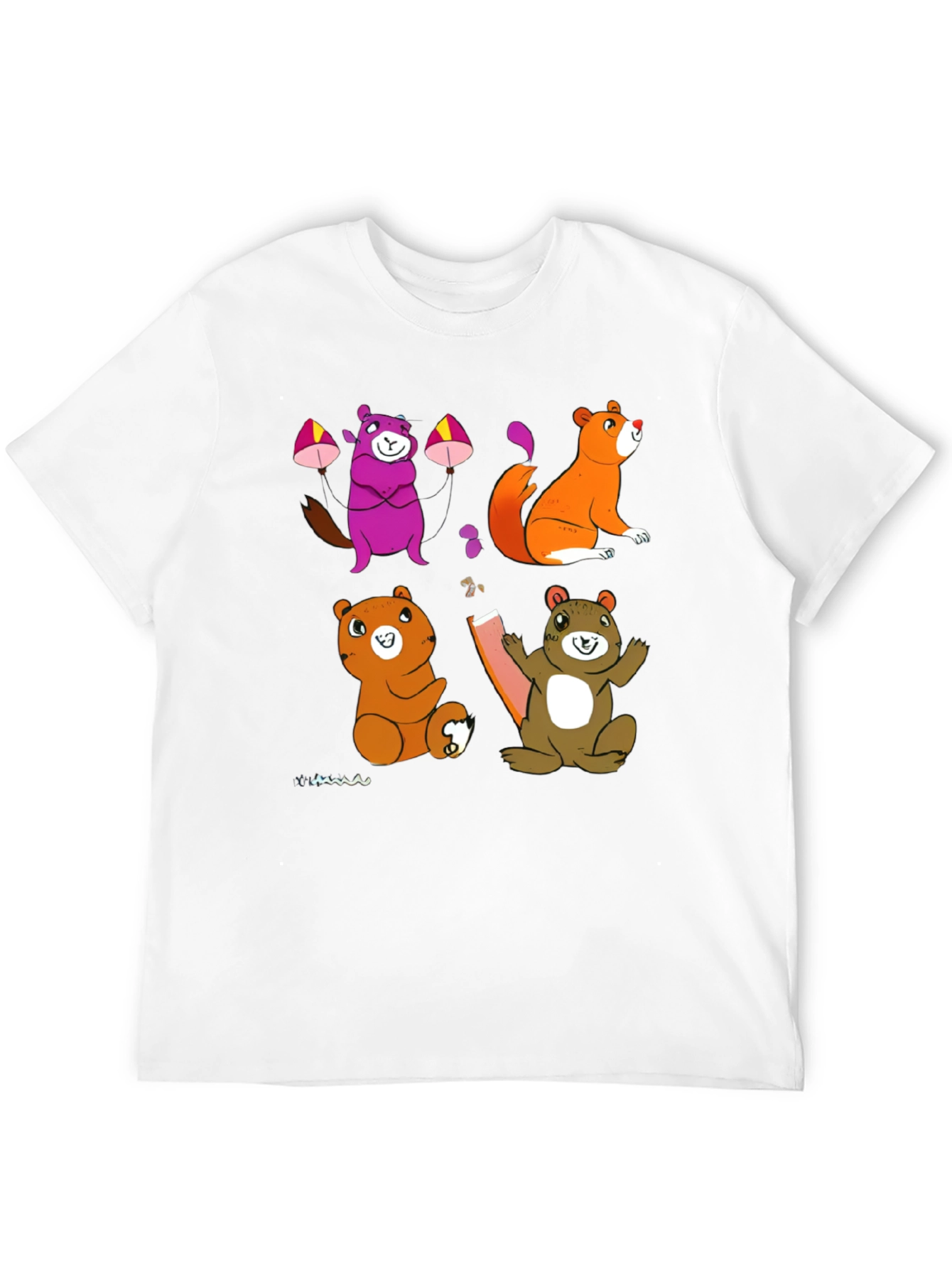 Cartoon Animal Graphic Black T-Shirt