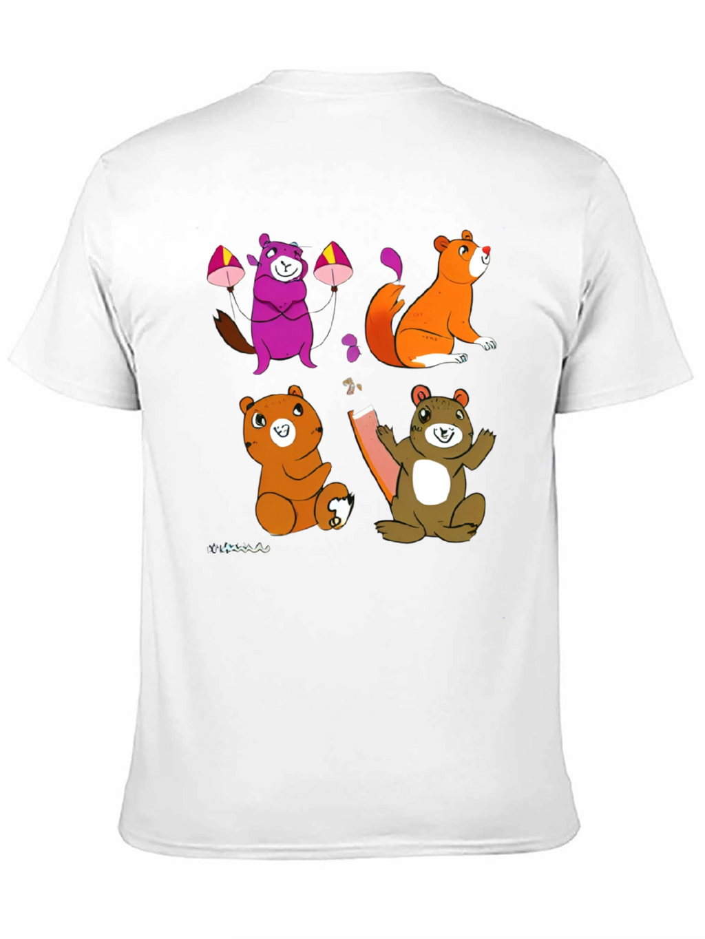 Cartoon Animal Graphic Black T-Shirt