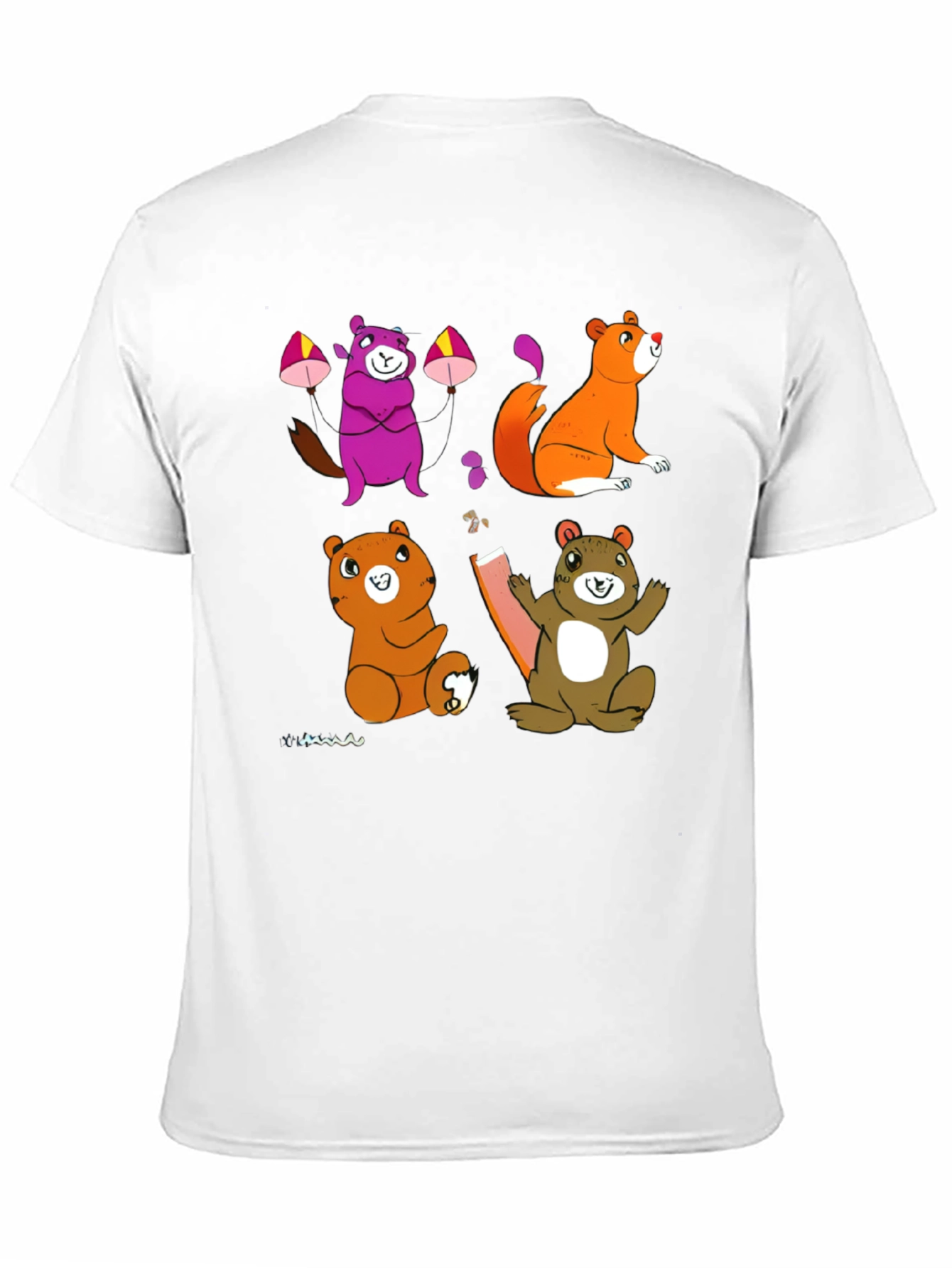 Cartoon Animal Graphic Black T-Shirt