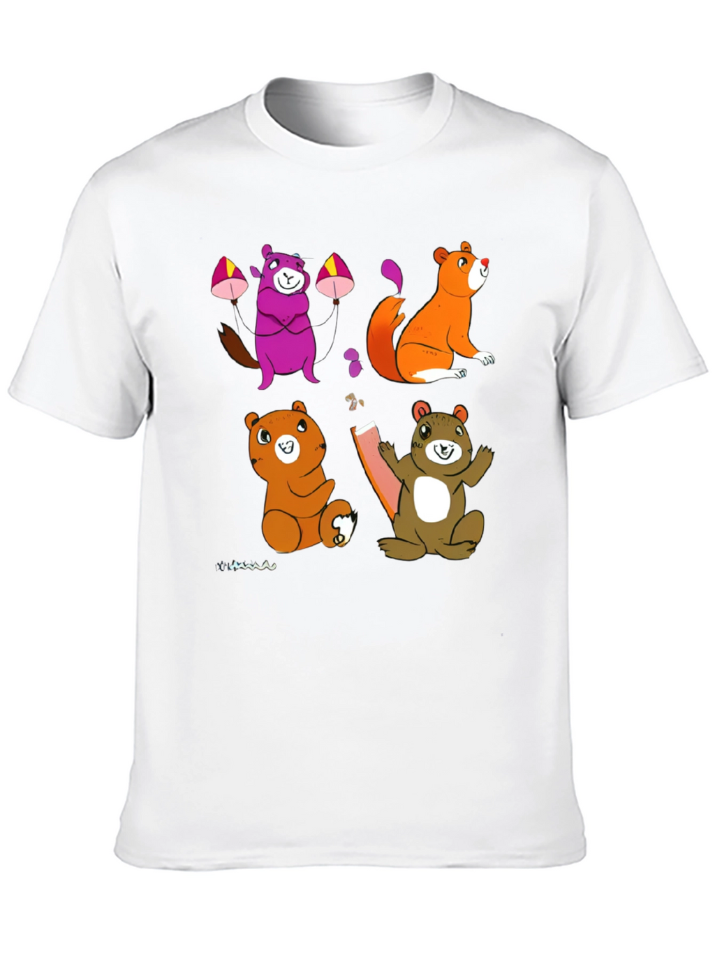 Cartoon Animal Graphic Black T-Shirt