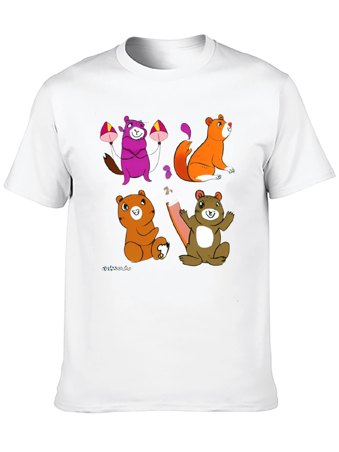 Cartoon Animal Graphic Black T-Shirt