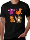 Cartoon Animal Graphic Black T-Shirt