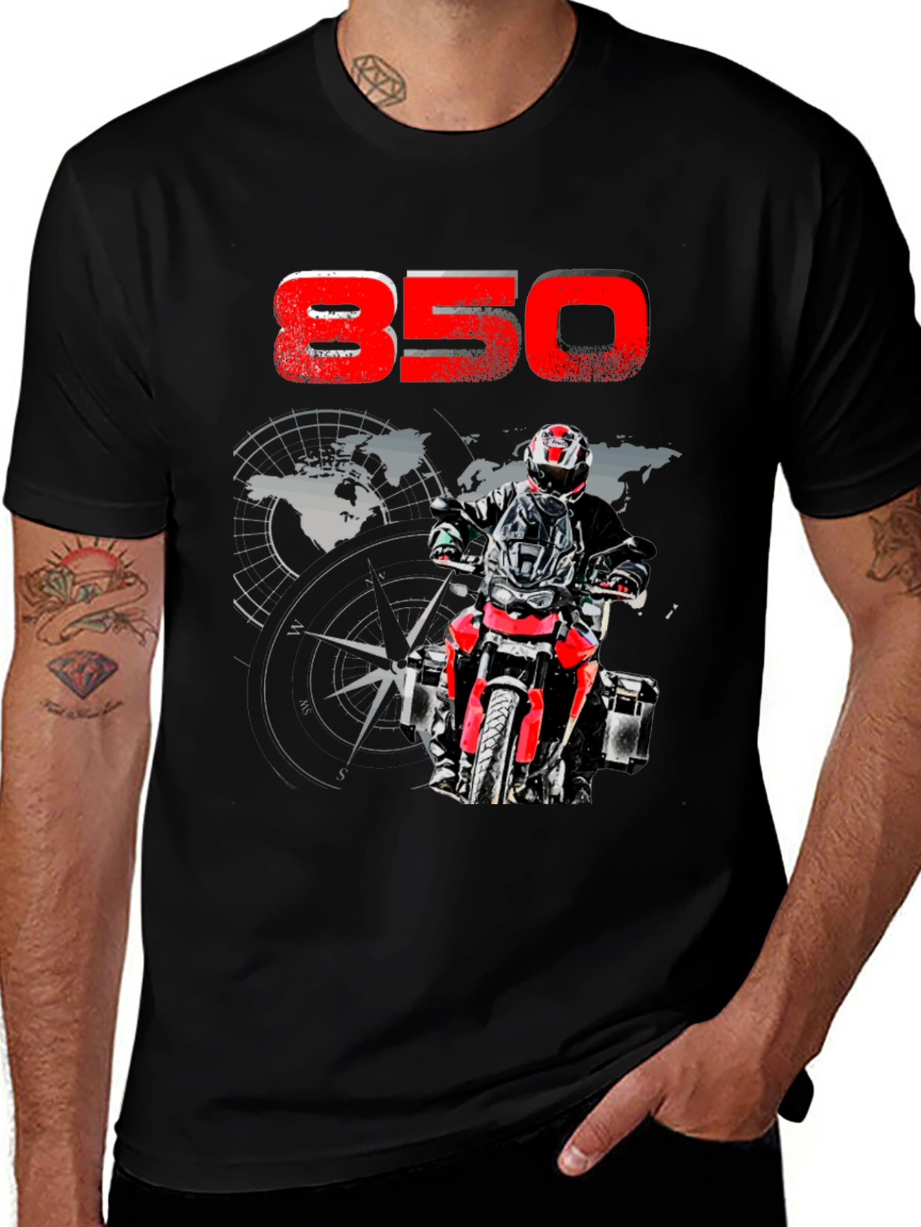 850 Motorcycle Adventure T-Shirt - Riders Compass