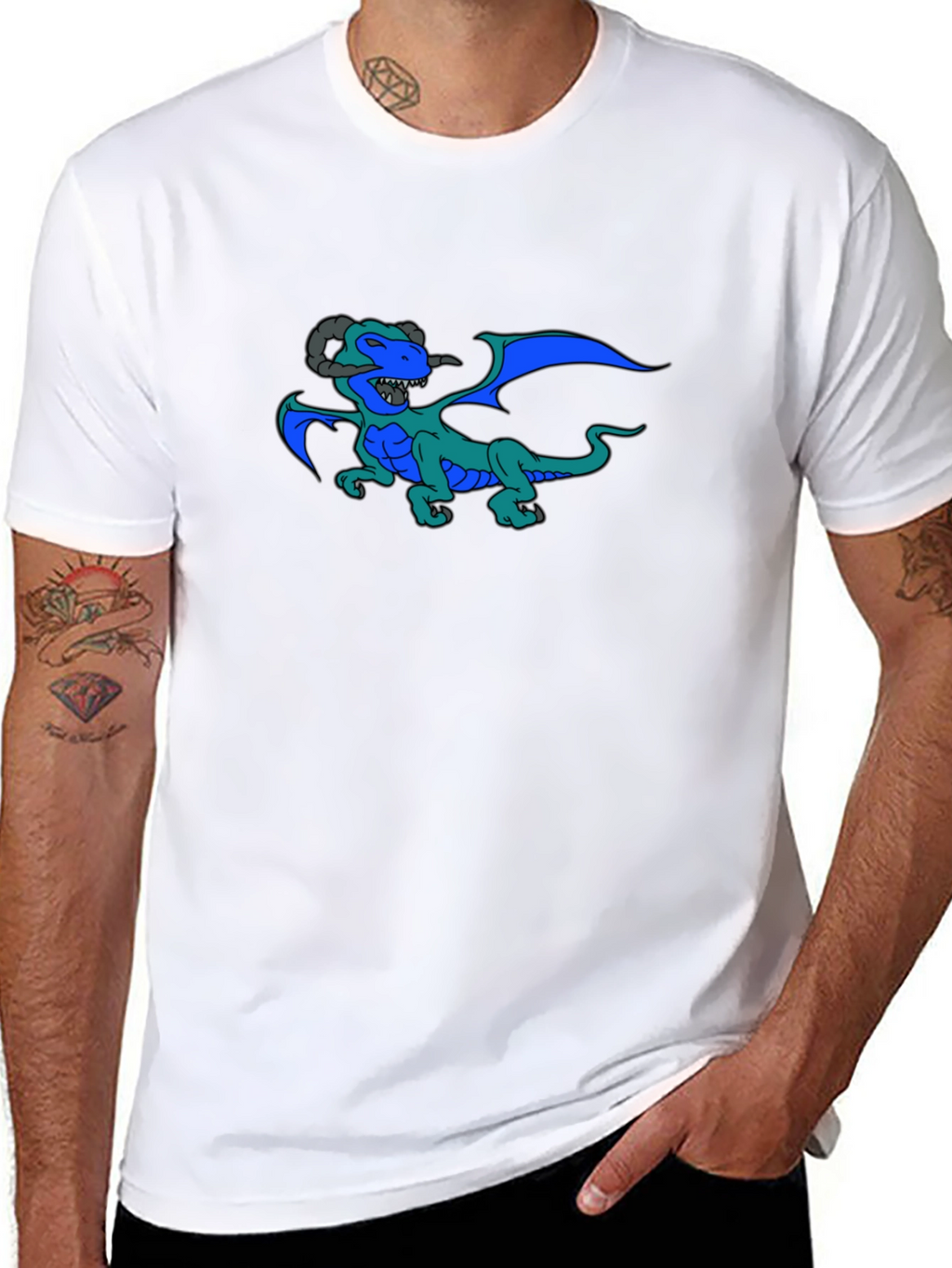 Dragon Graphic Print Black T-Shirt