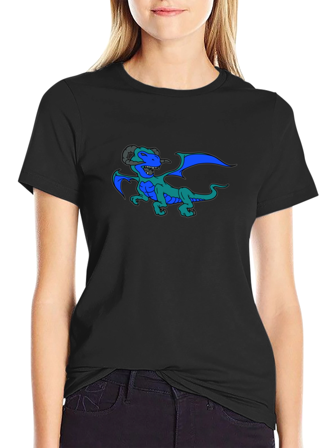 Dragon Graphic Print Black T-Shirt