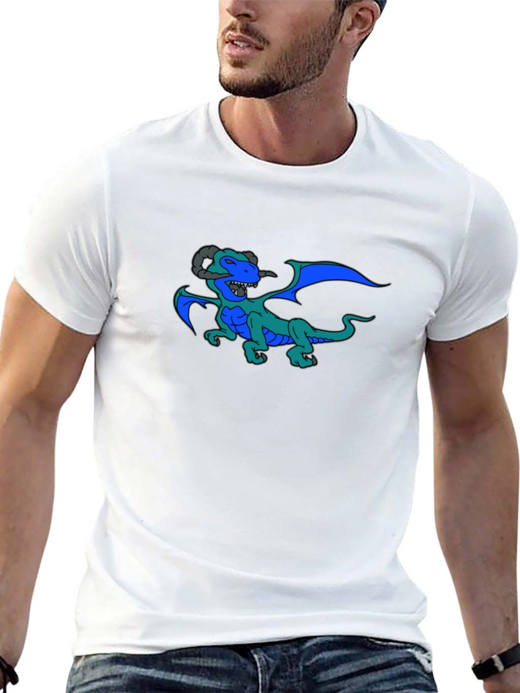 Dragon Graphic Print Black T-Shirt