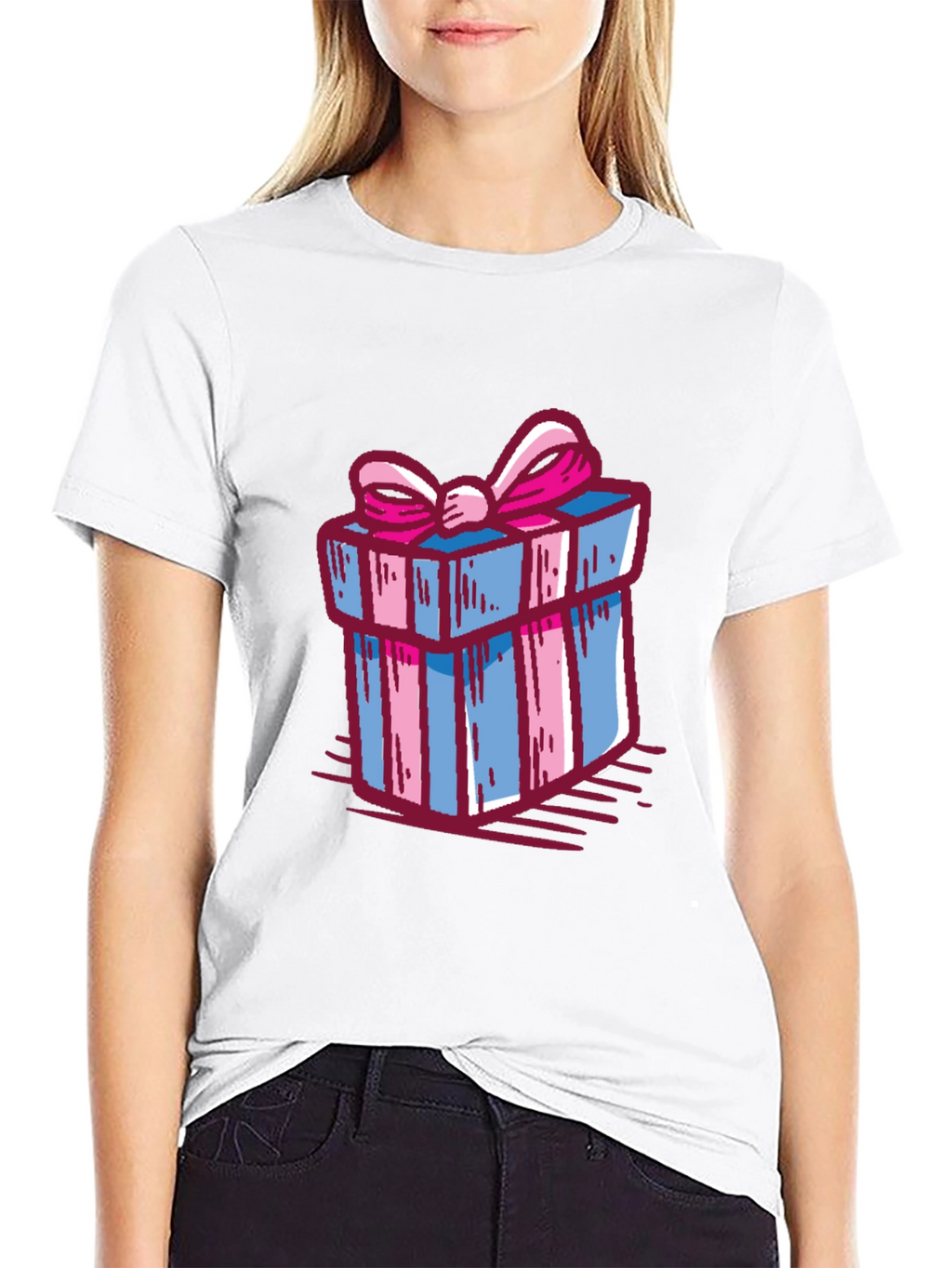 Gift Wrapped Graphic Tee - Birthday Present Shirt