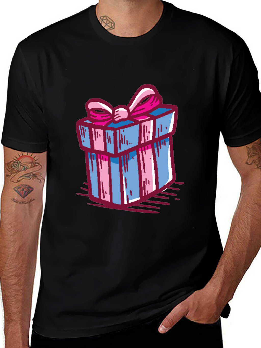 Gift Wrapped Graphic Tee - Birthday Present Shirt