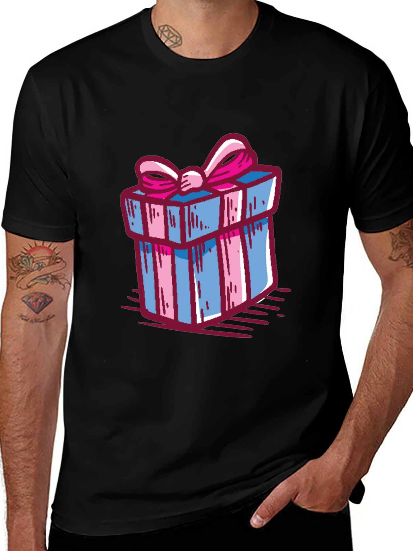 Gift Wrapped Graphic Tee - Birthday Present Shirt
