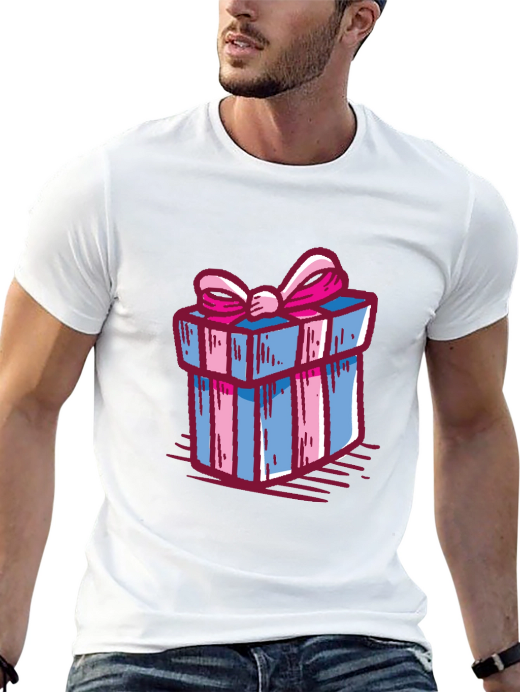 Gift Wrapped Graphic Tee - Birthday Present Shirt