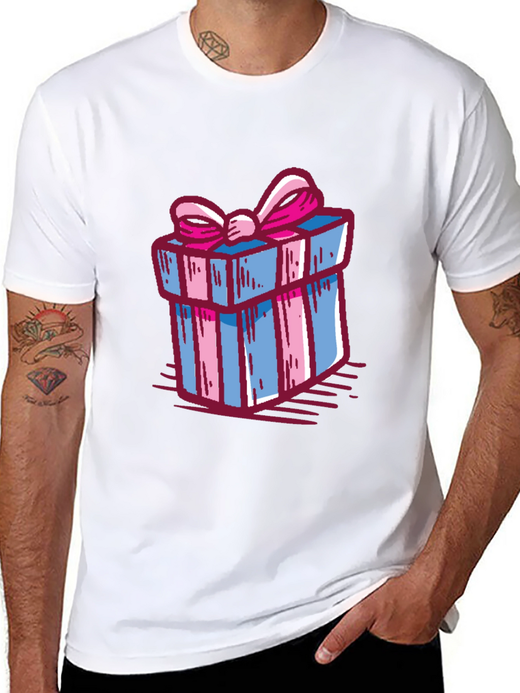 Gift Wrapped Graphic Tee - Birthday Present Shirt