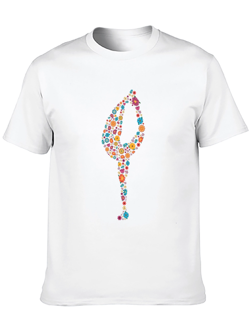 Floral Yoga Pose Black T-Shirt