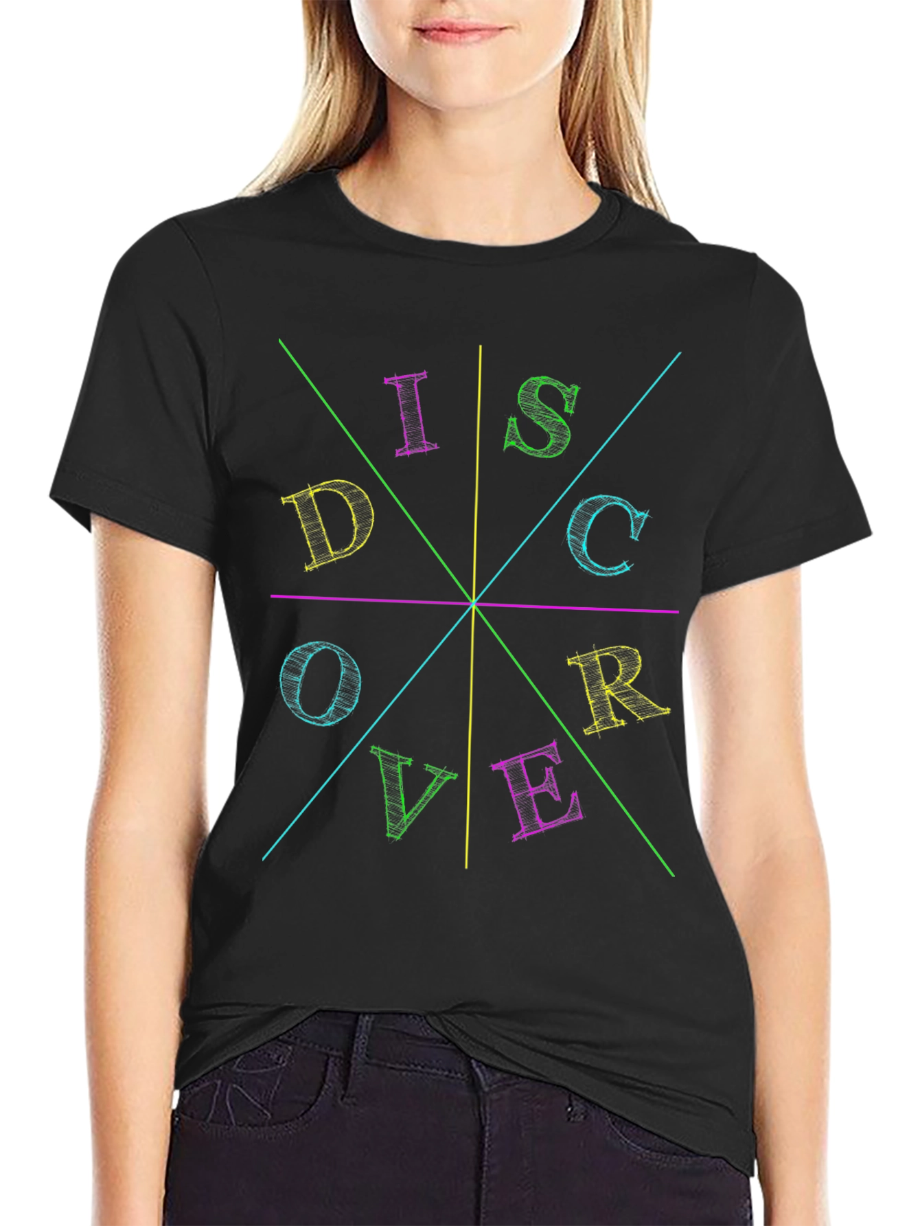 Discover Graphic T-Shirt - Bold Colorful Design