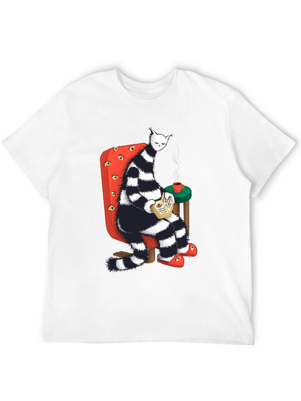Striped Cat Reading T-Shirt