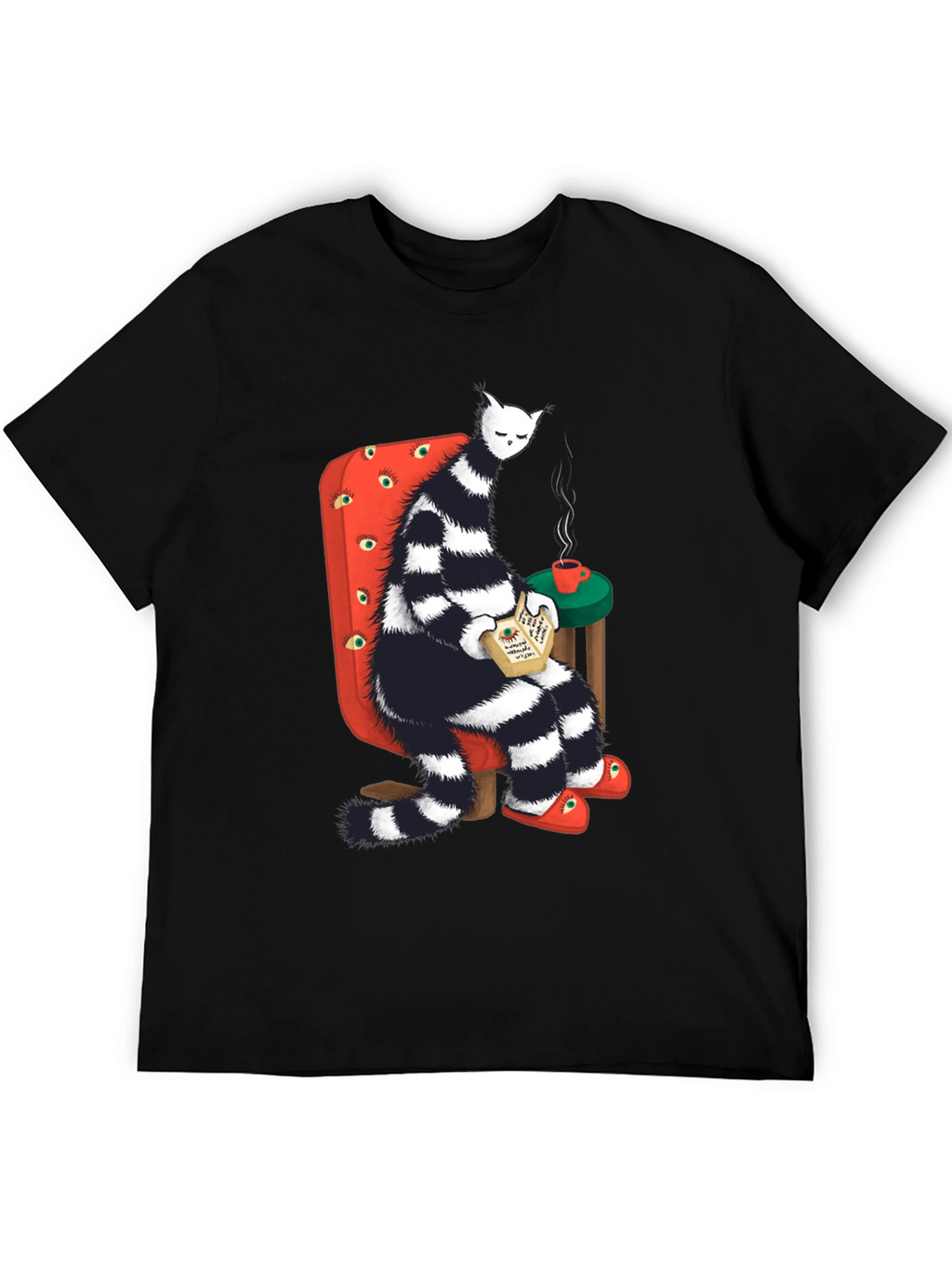 Striped Cat Reading T-Shirt