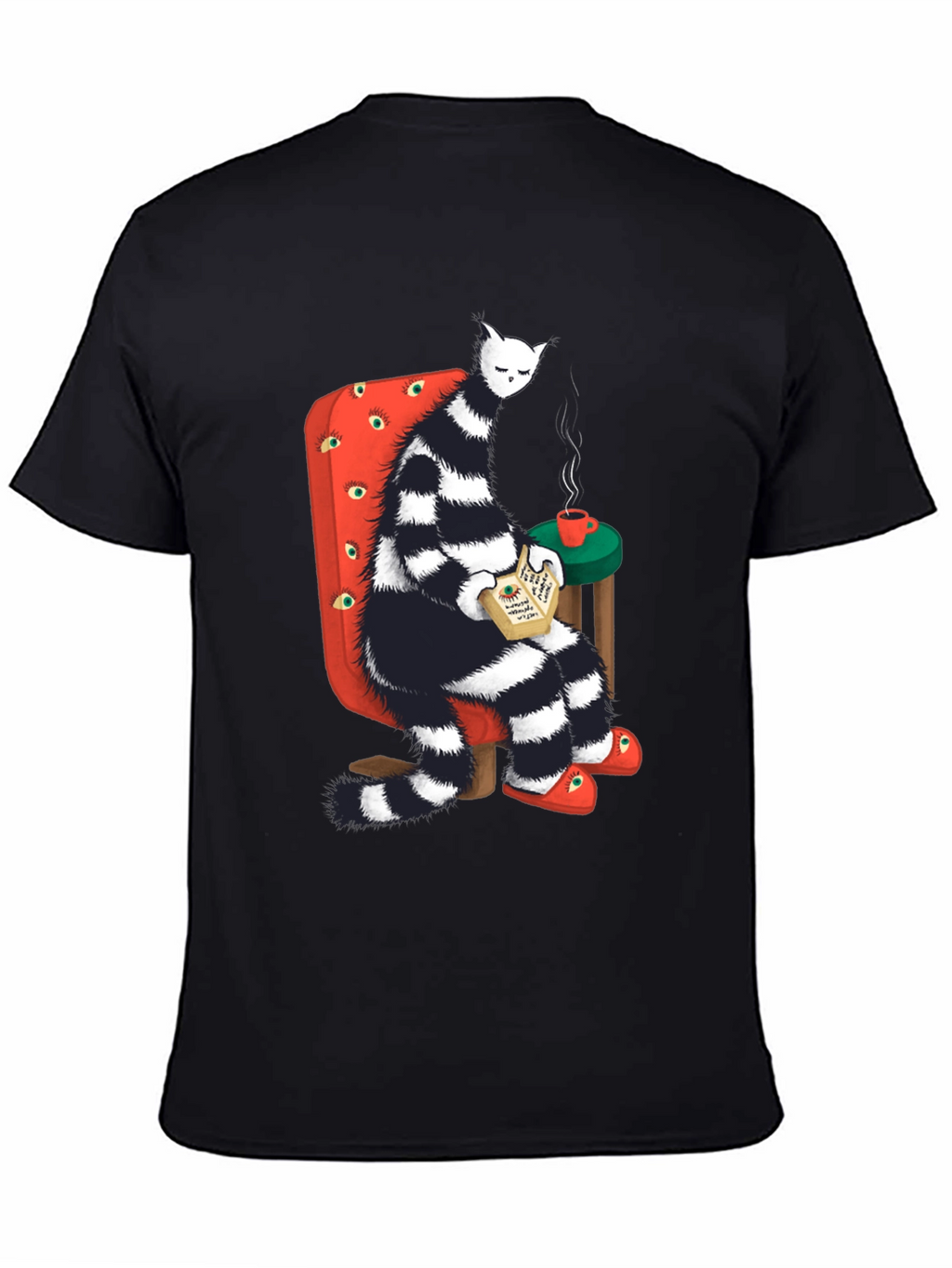 Striped Cat Reading T-Shirt