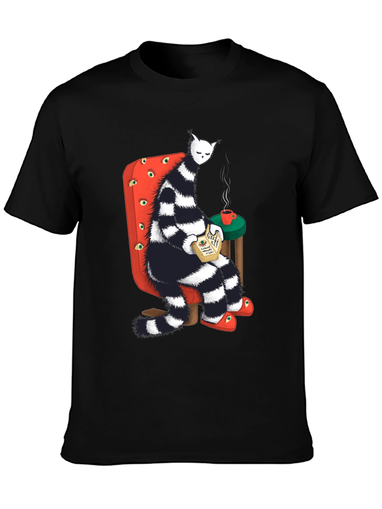 Striped Cat Reading T-Shirt
