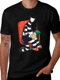 Striped Cat Reading T-Shirt