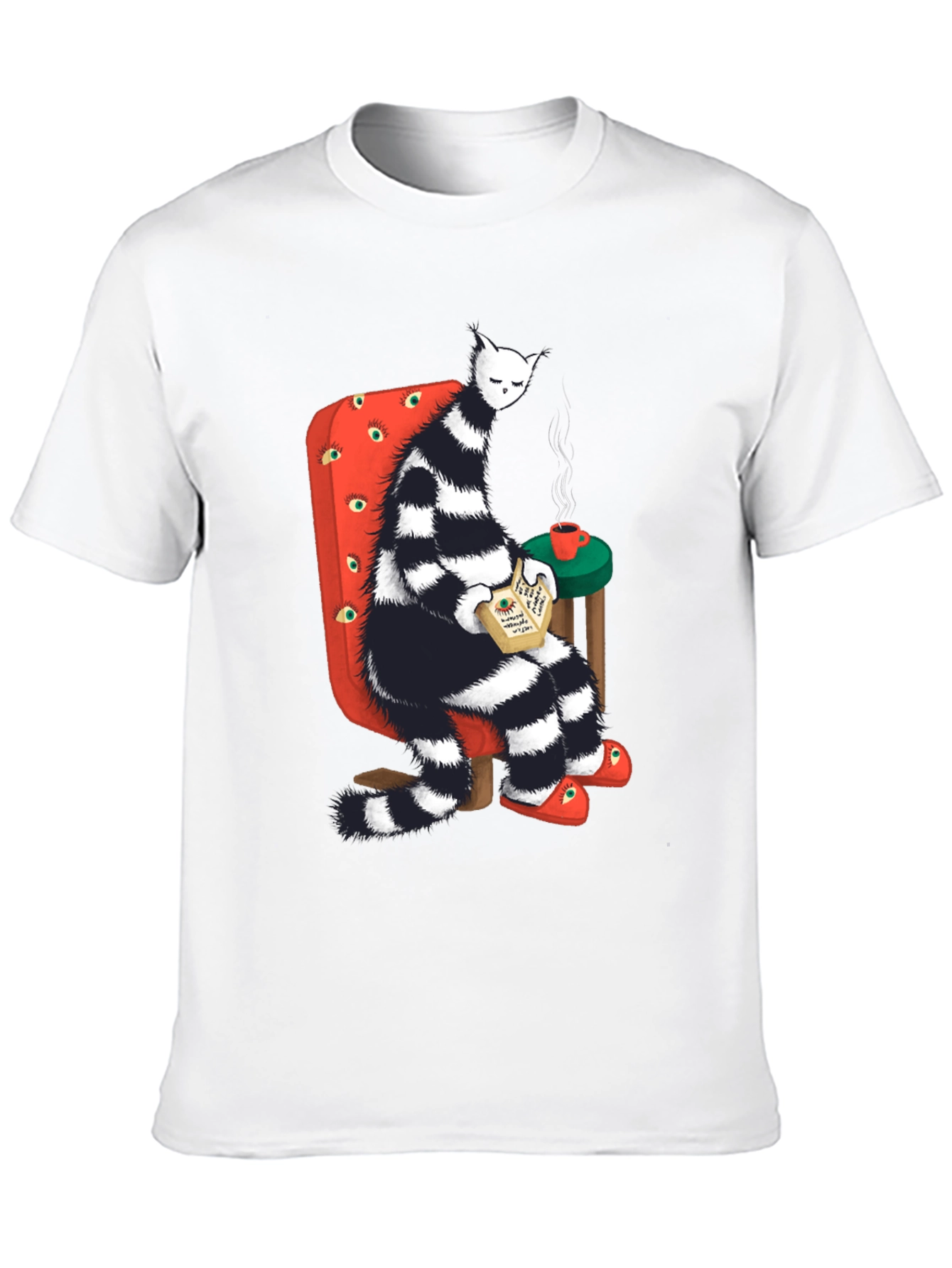 Striped Cat Reading T-Shirt