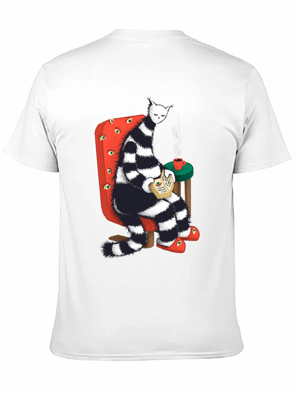 Striped Cat Reading T-Shirt