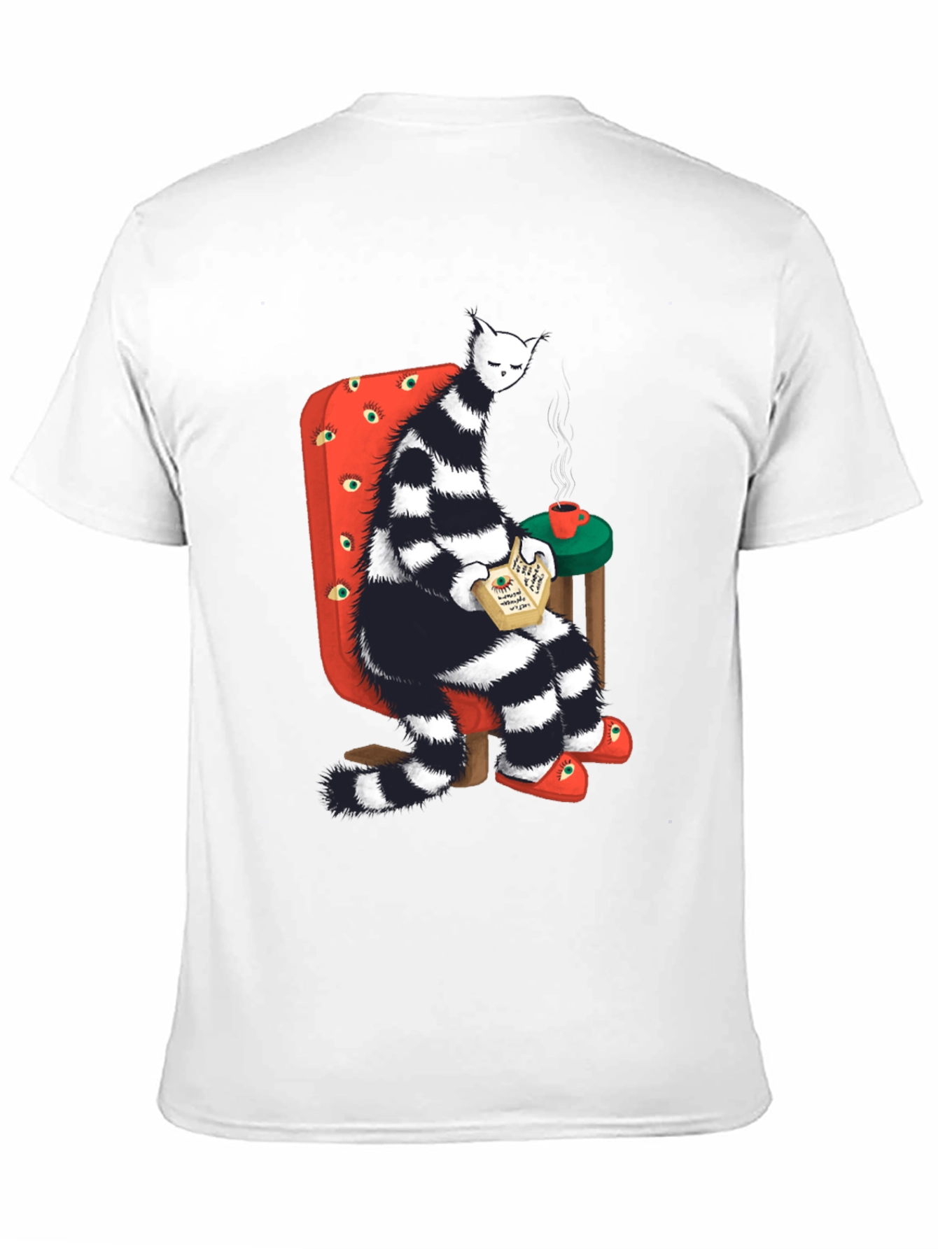 Striped Cat Reading T-Shirt