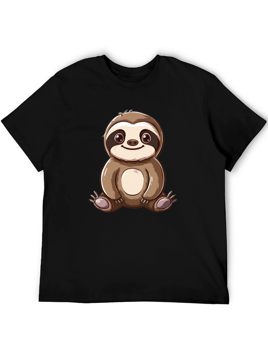 Cute Sloth Cartoon Graphic Tee - Black