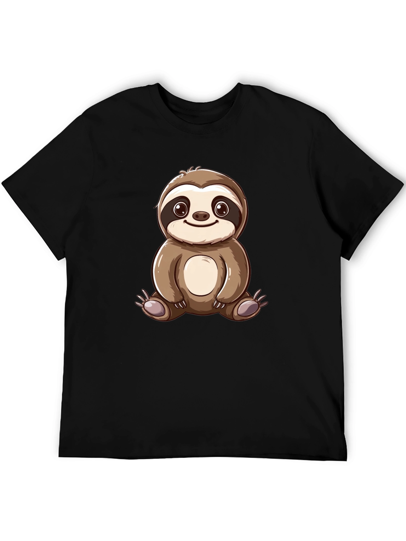 Cute Sloth Cartoon Graphic Tee - Black