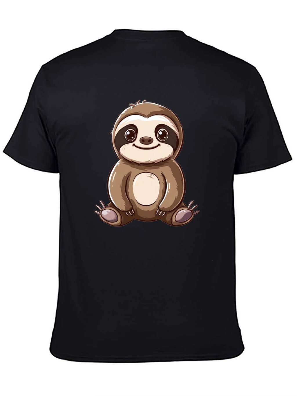 Cute Sloth Cartoon Graphic Tee - Black