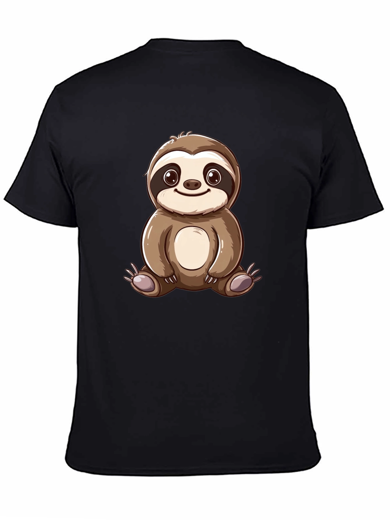 Cute Sloth Cartoon Graphic Tee - Black