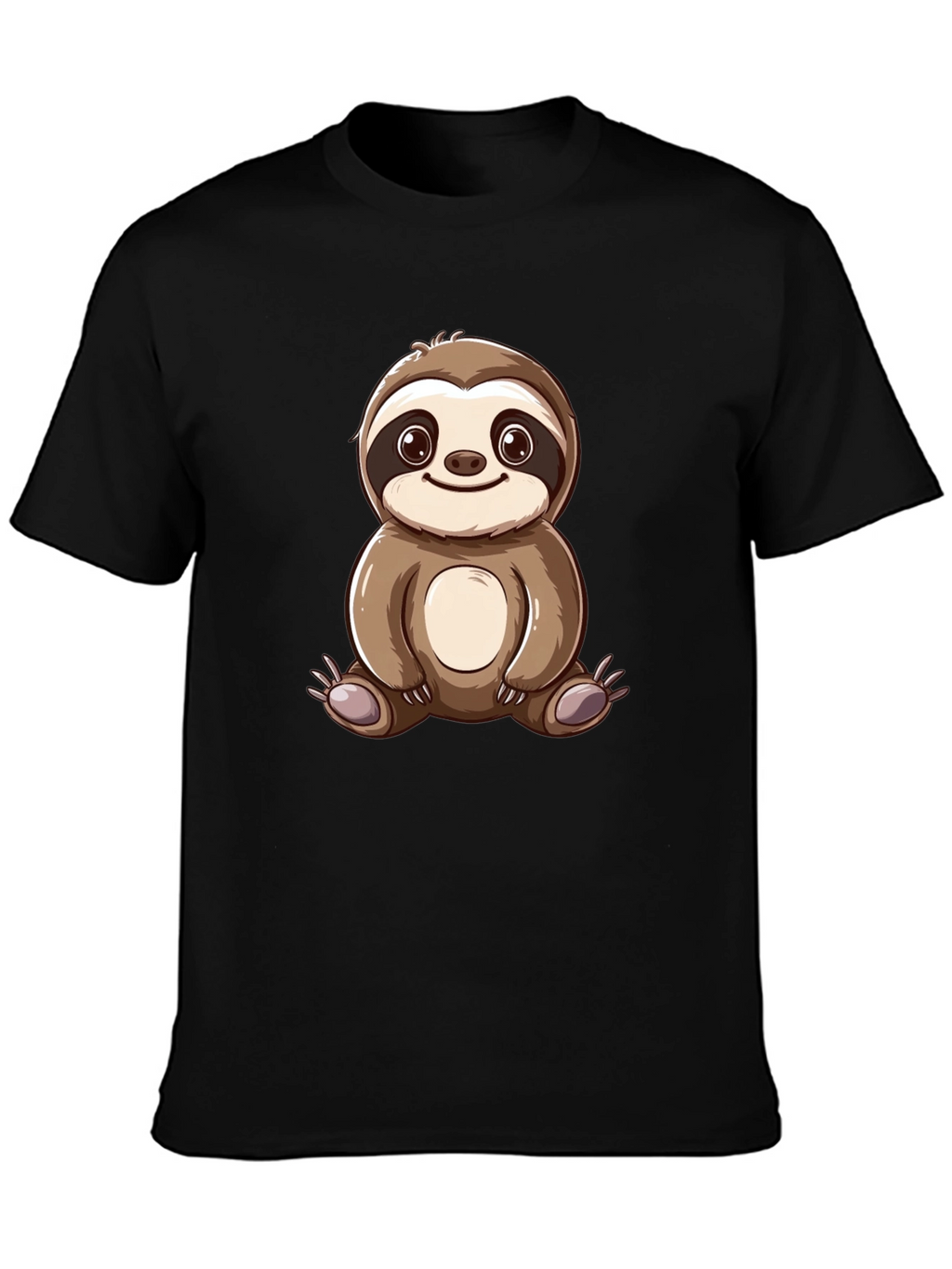 Cute Sloth Cartoon Graphic Tee - Black