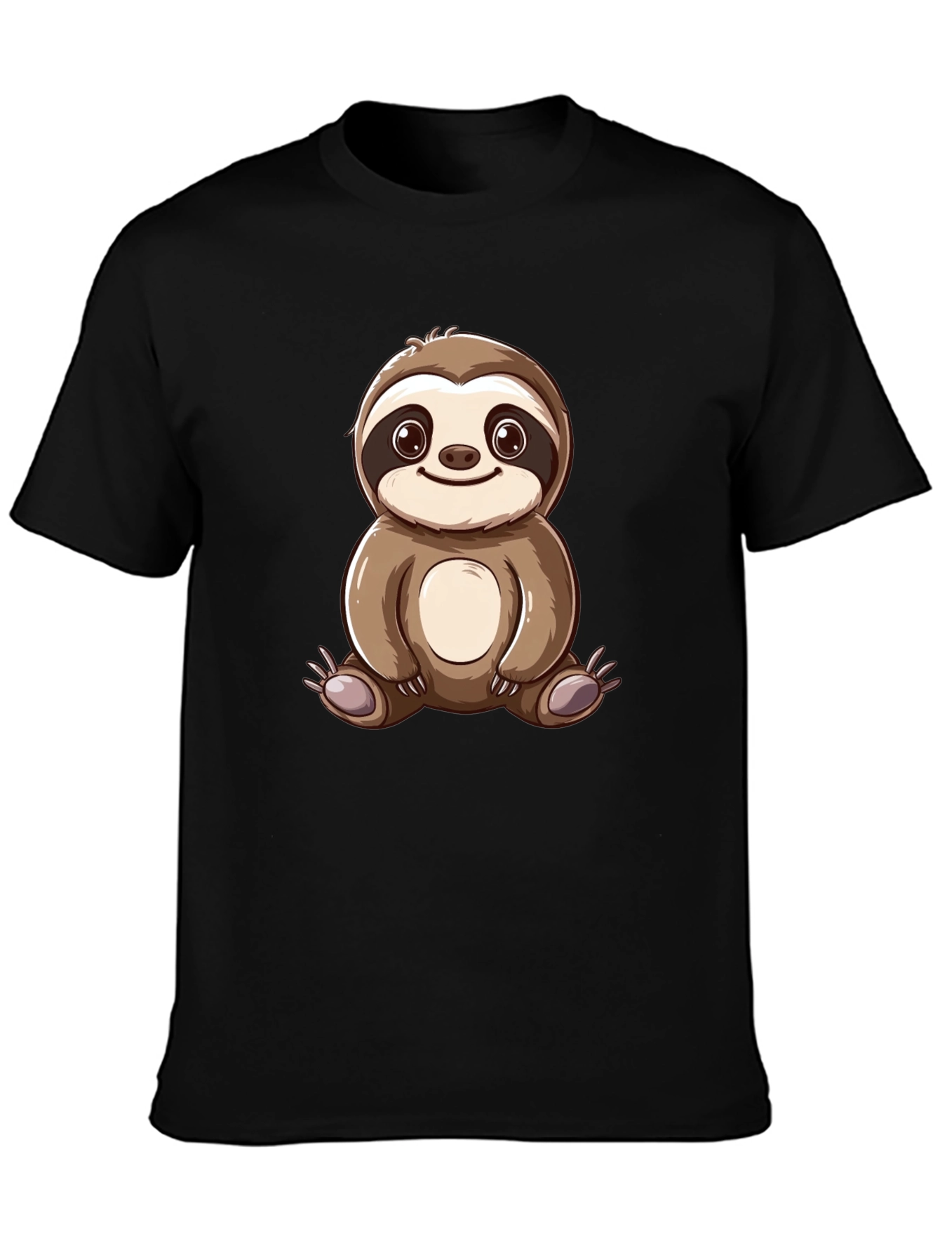 Cute Sloth Cartoon Graphic Tee - Black