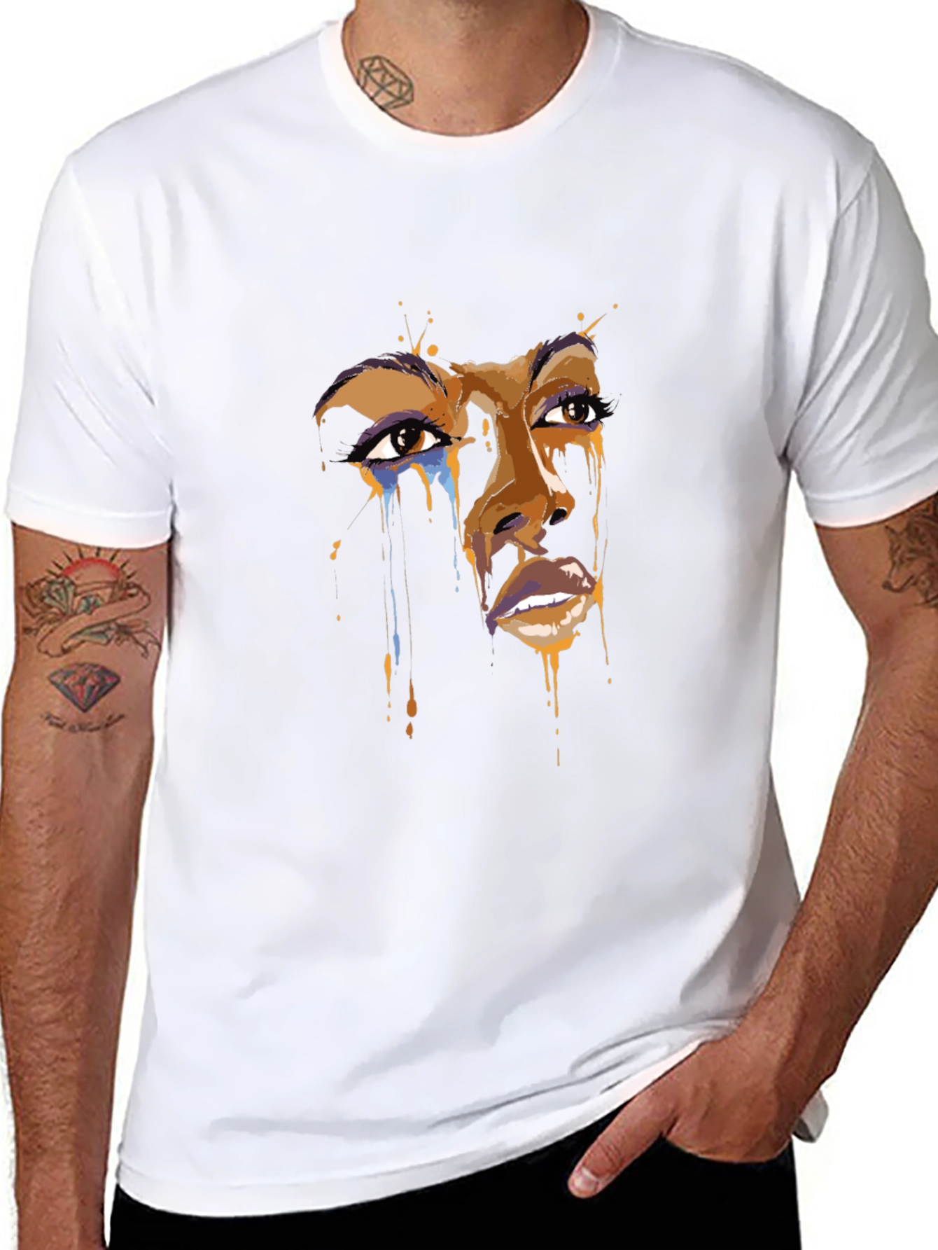 Artistic Face Graphic Black T-Shirt
