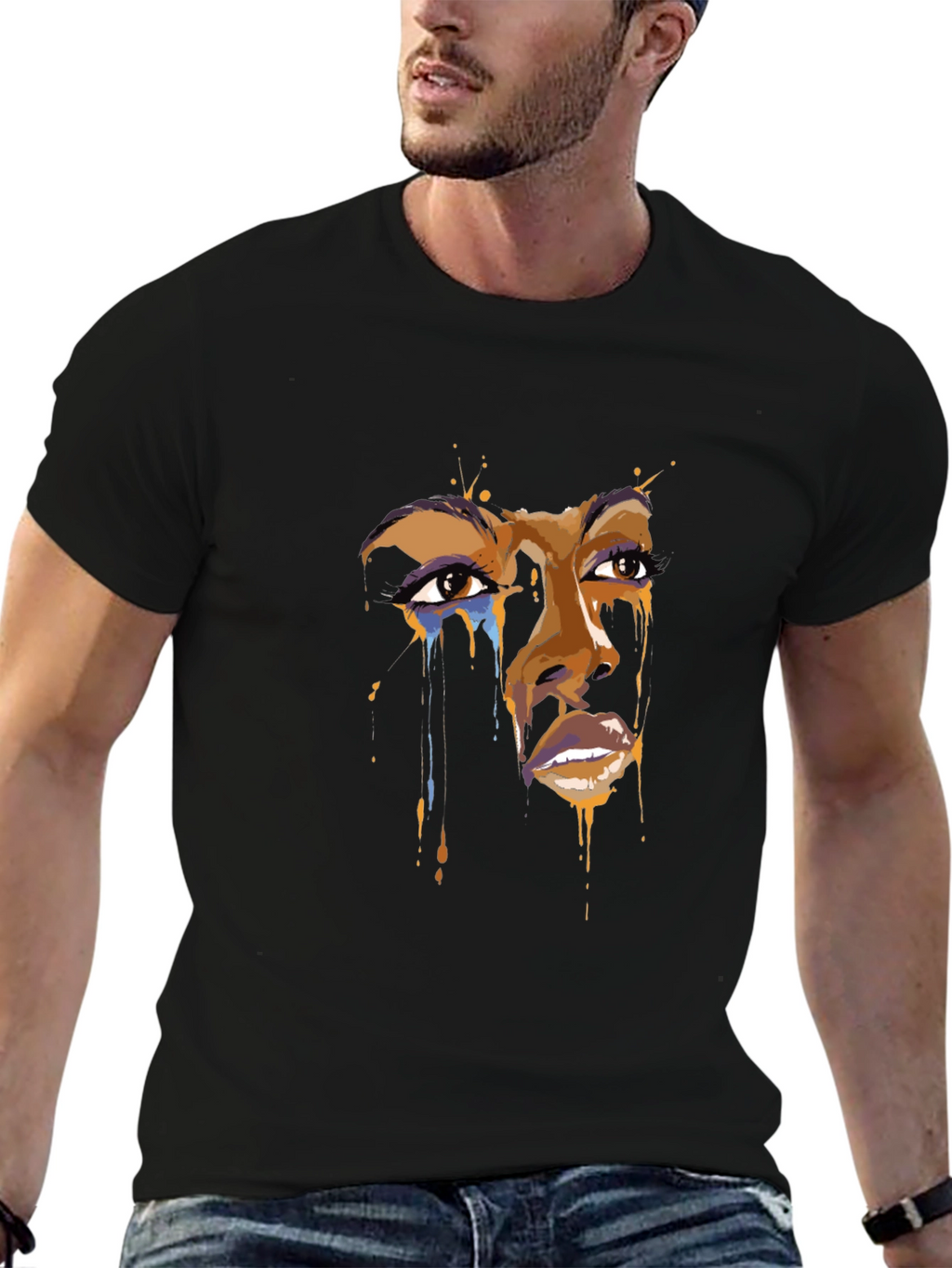 Artistic Face Graphic Black T-Shirt