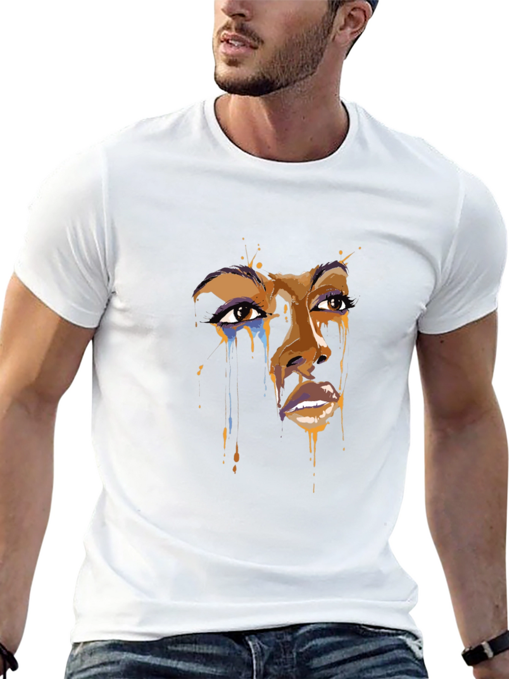 Artistic Face Graphic Black T-Shirt