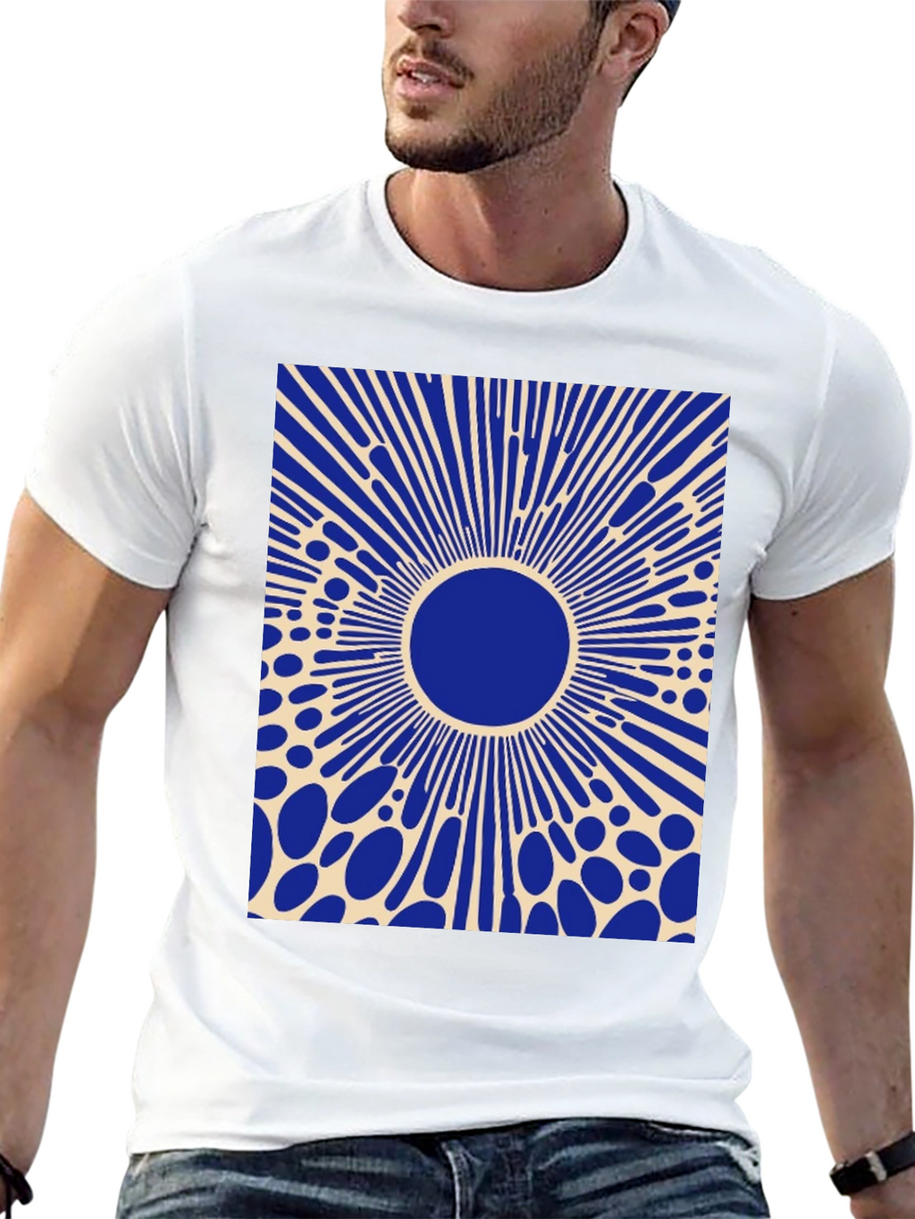Abstract Graphic Tee - Blue Burst Design