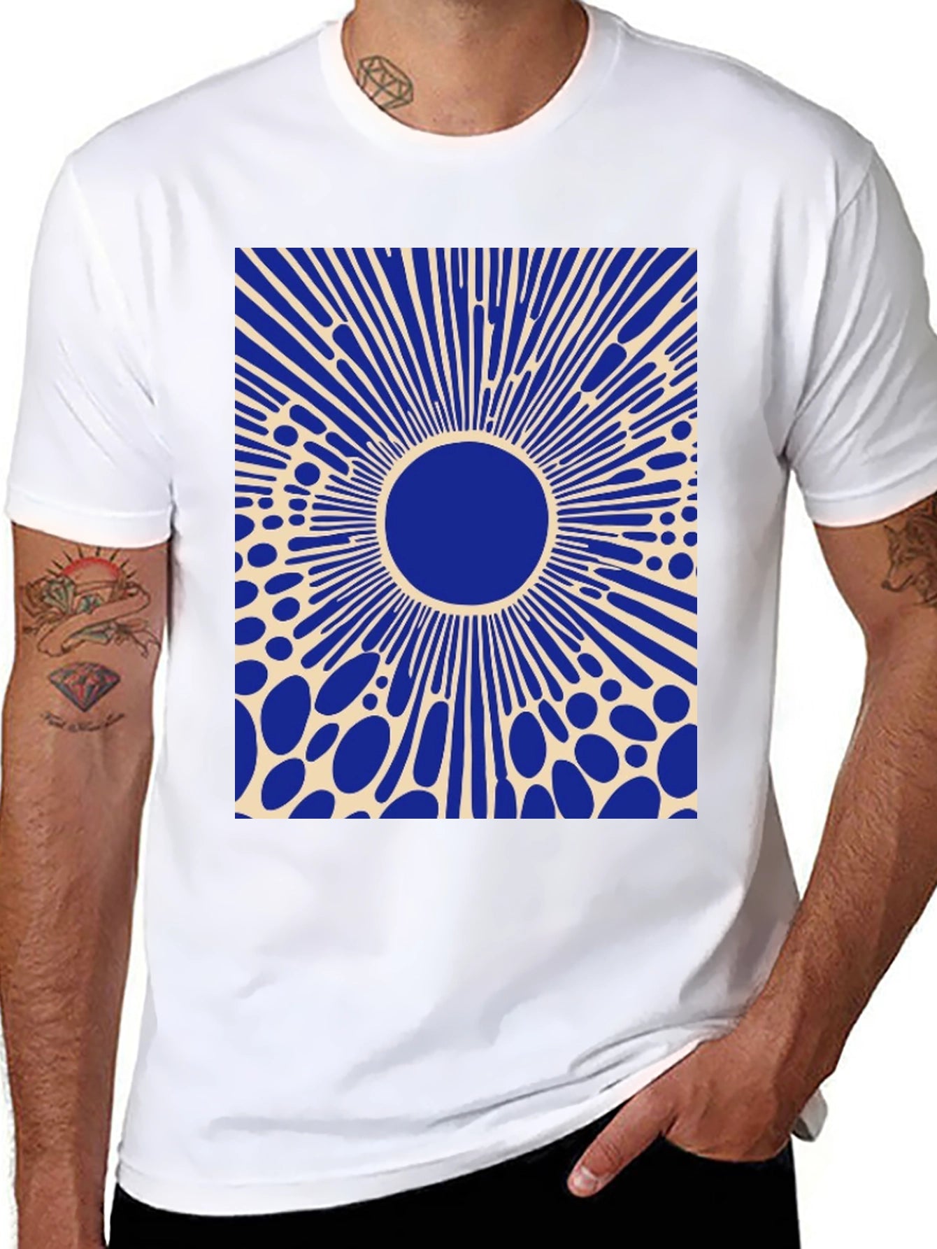 Abstract Graphic Tee - Blue Burst Design