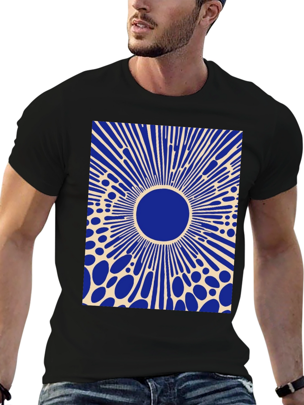Abstract Graphic Tee - Blue Burst Design