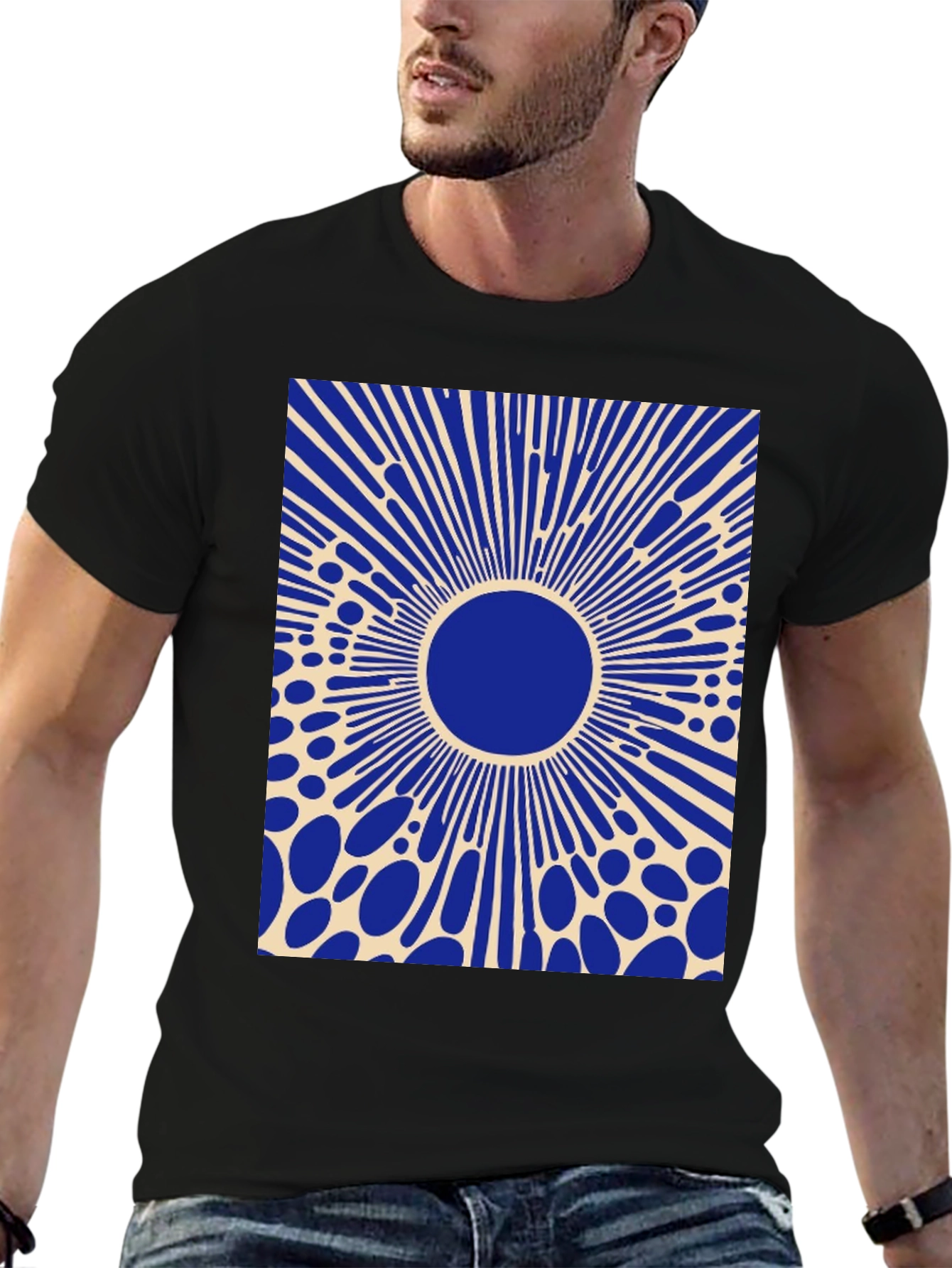 Abstract Graphic Tee - Blue Burst Design