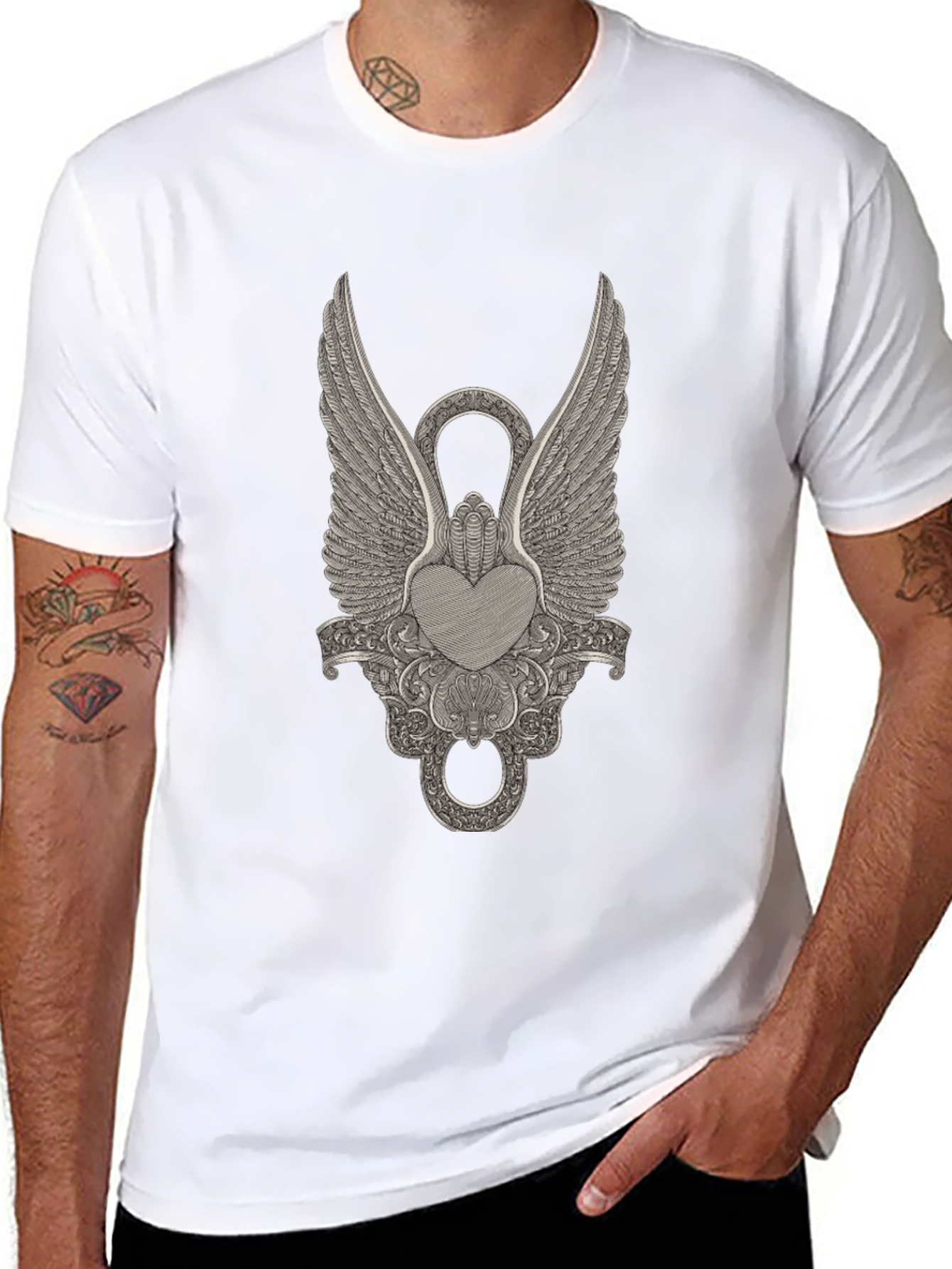 Winged Heart Graphic Black T-Shirt