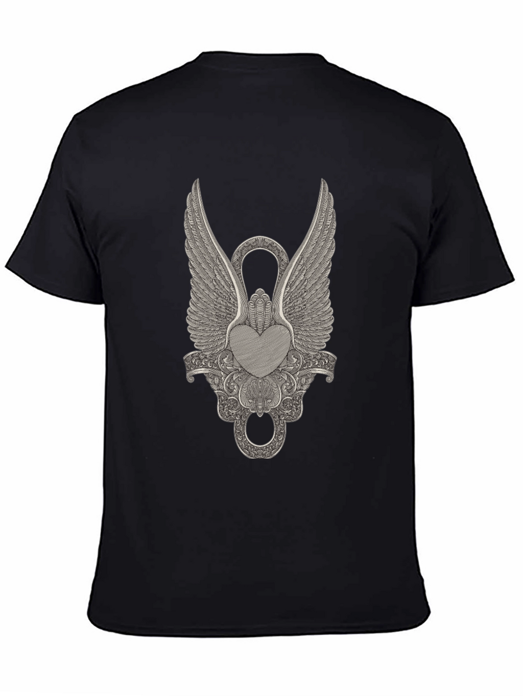 Winged Heart Graphic Black T-Shirt