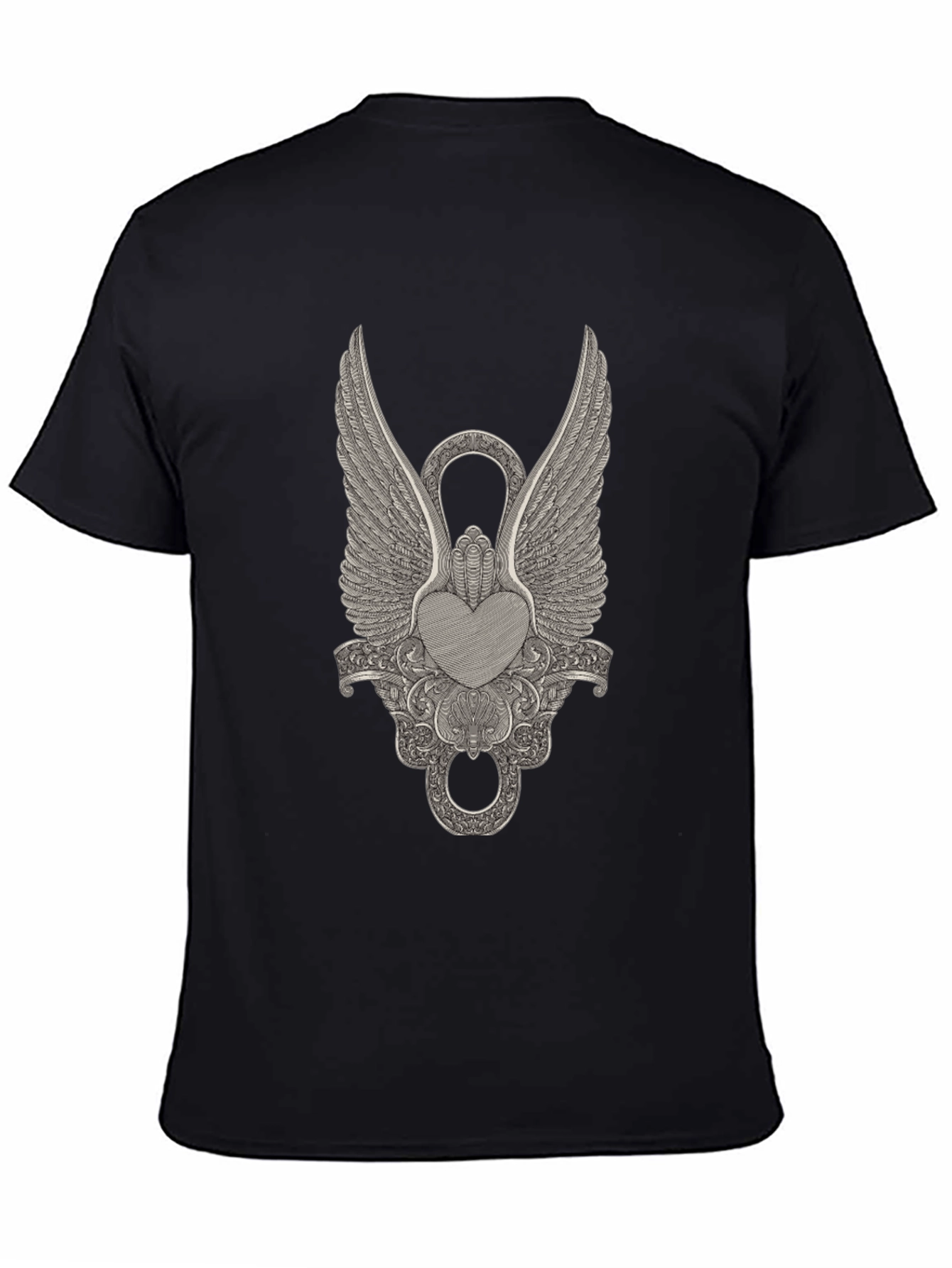 Winged Heart Graphic Black T-Shirt
