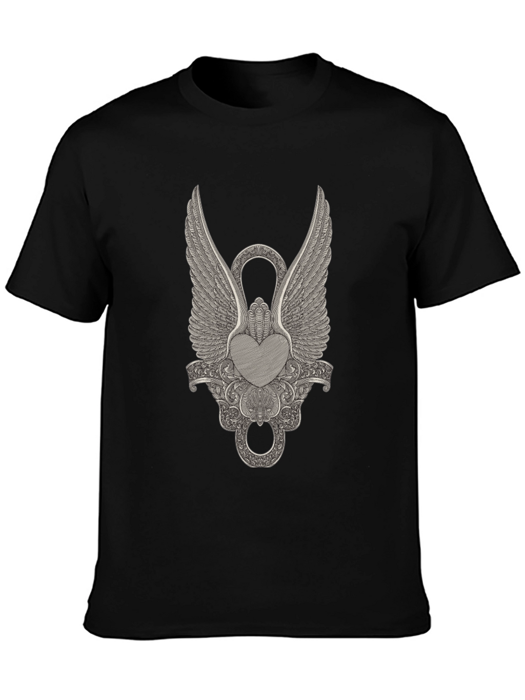 Winged Heart Graphic Black T-Shirt