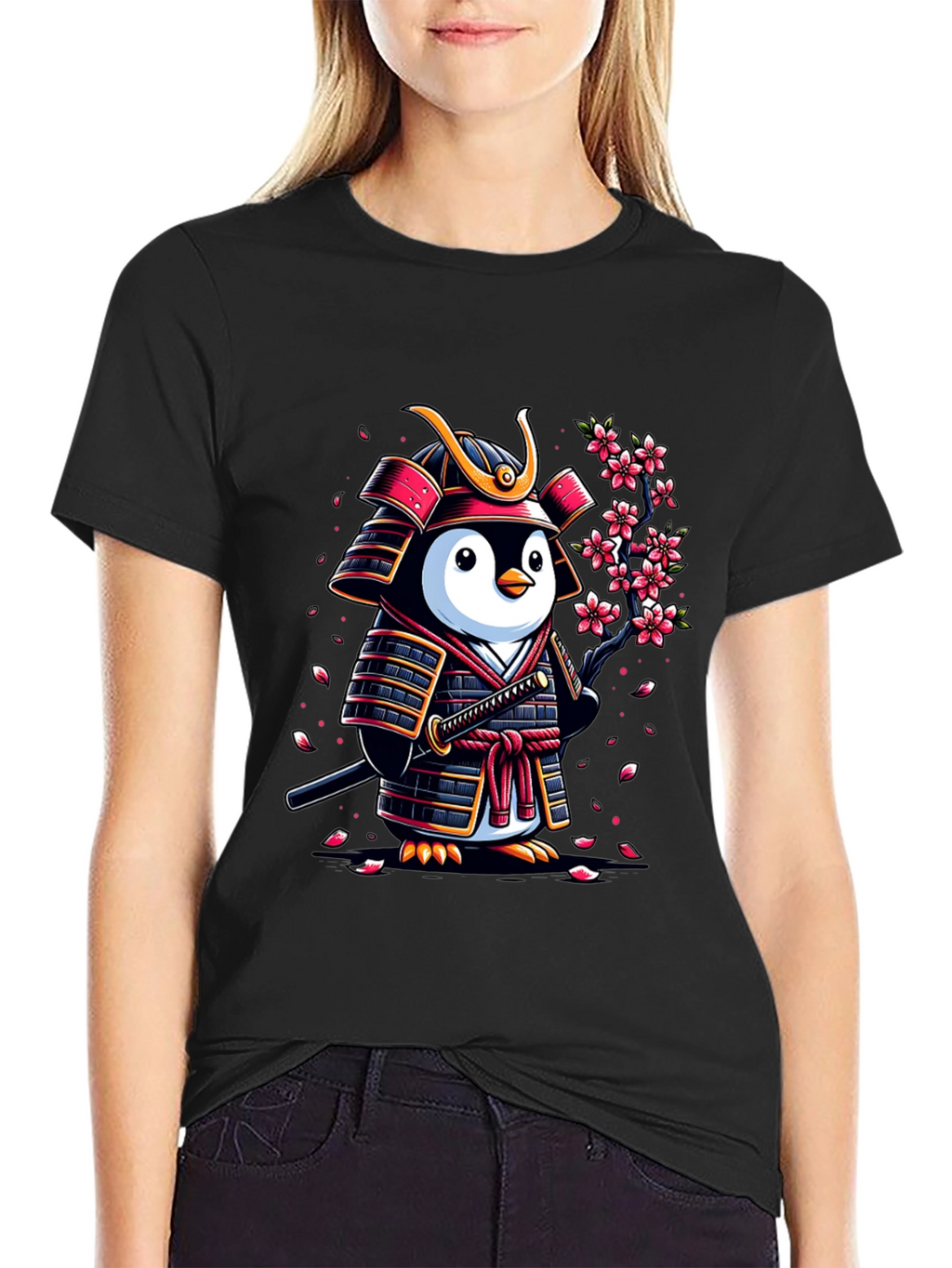 Samurai Penguin Graphic T-Shirt