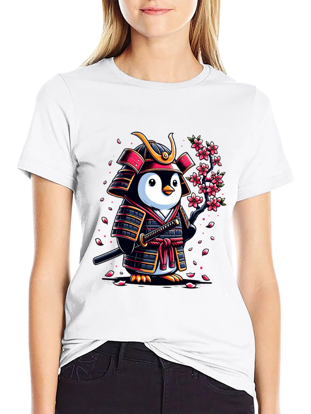 Samurai Penguin Graphic T-Shirt