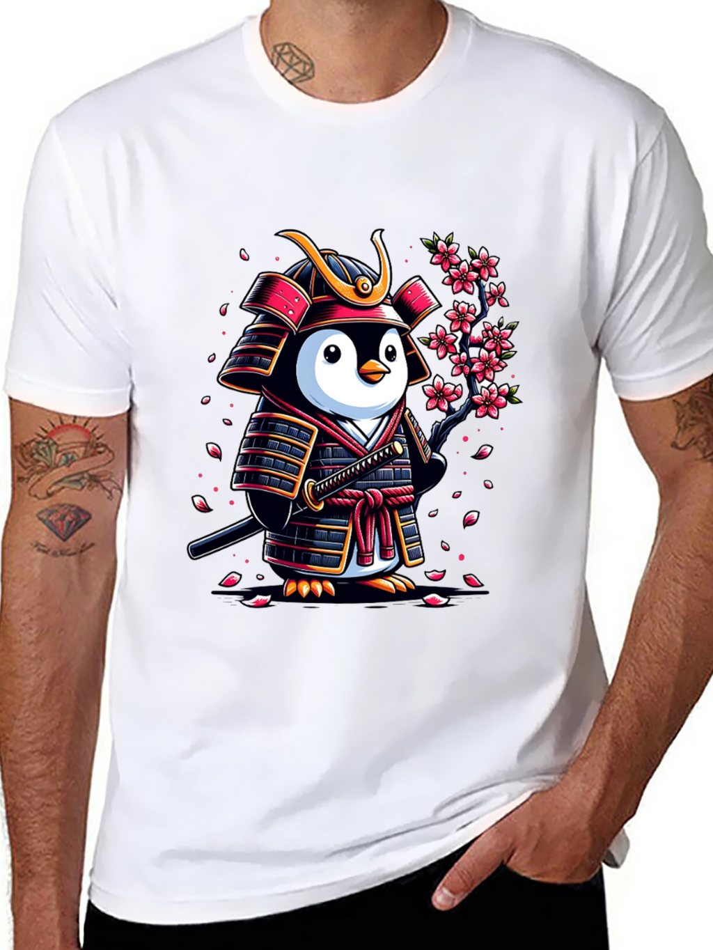 Samurai Penguin Graphic T-Shirt