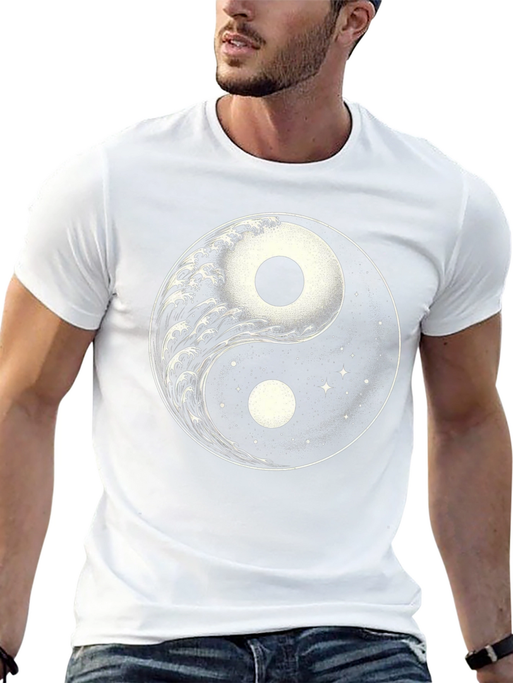 Yin Yang Wave and Space T-Shirt - Harmony Design