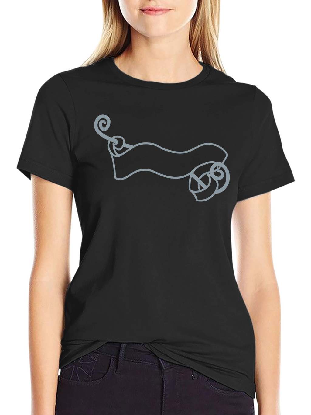 Mens Black Graphic Tee - Scroll Design