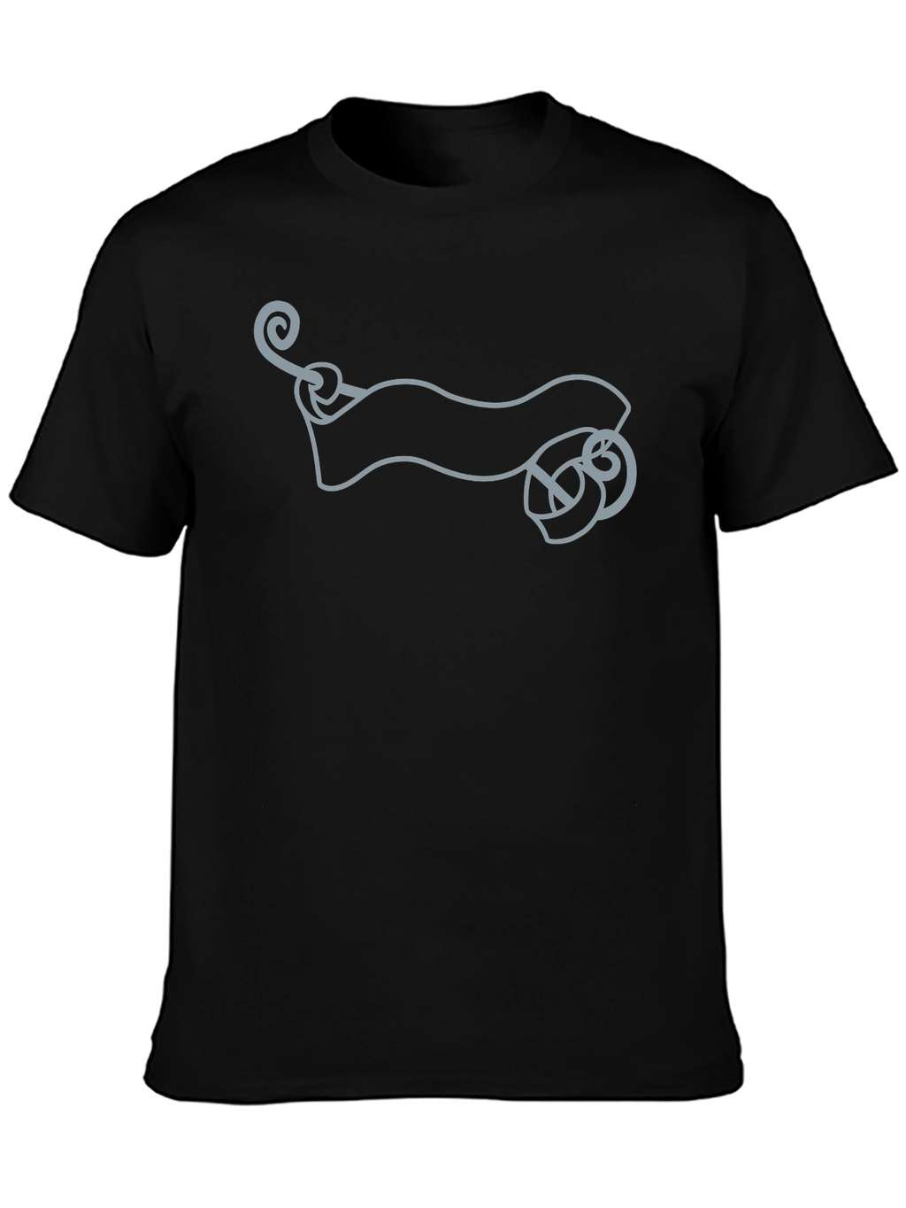 Mens Black Graphic Tee - Scroll Design